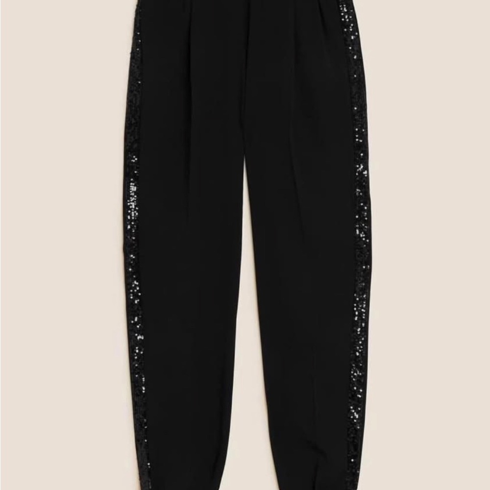 Marks & Spencer Sequin Side Stripe Ankle Grazer Joggers 2/4 Petite
